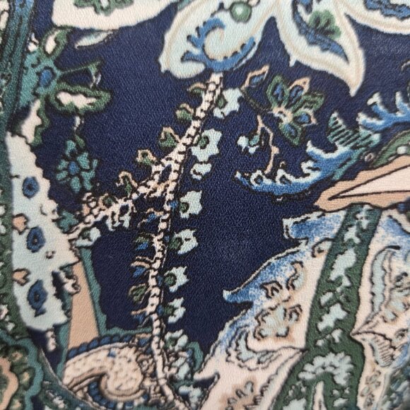 Roz and Ali Blue Green Paisley Button Down Long Sleeved Blouse 1x - Picture 4 of 13